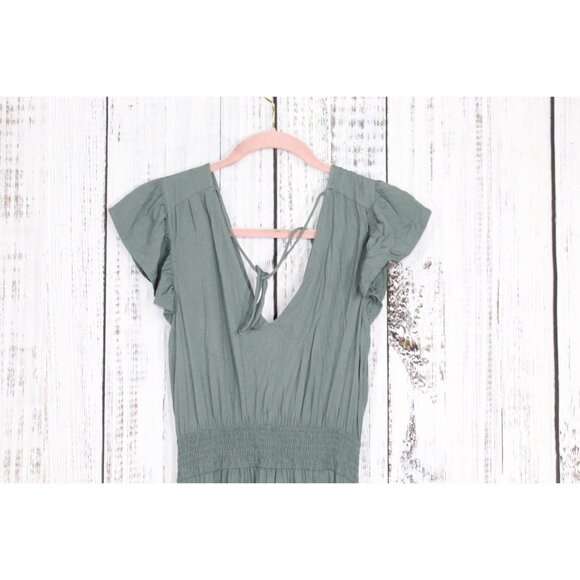 Venus Lascana Twist Front Smocked Waist Midi Dress Green Size Small - Picture 7 of 12